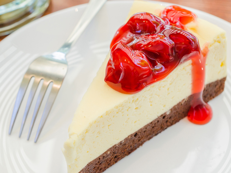 New York Style Cheesecake with Strawberry Sauce