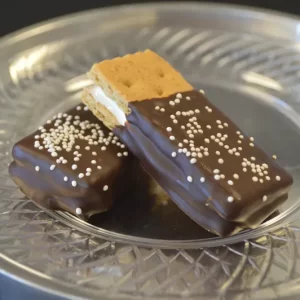 Chocolate Dipped Graham Cracker S'more Sandwiches