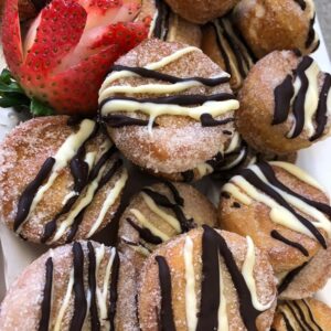 Mini Churro Bites with Drizzled Chocolate