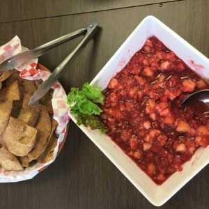 Fruit Salsa with Sugar Cinnamon Crisps