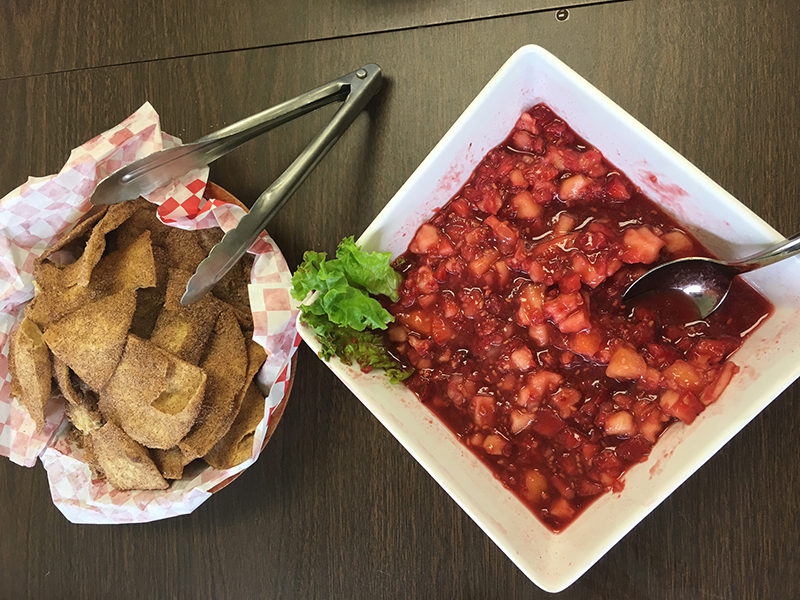 Fruit Salsa with Sugar Cinnamon Crisps