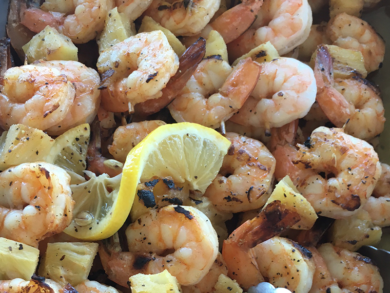 Shrimp and Fresh Pineapple Kabobs (cocktail sized)